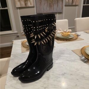 Burberry Black and Gold Studded Winter Boots